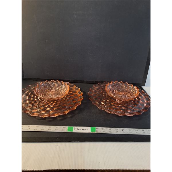 (4) Vintage Pink Depression Glass Plates & Bowls Up to 12"