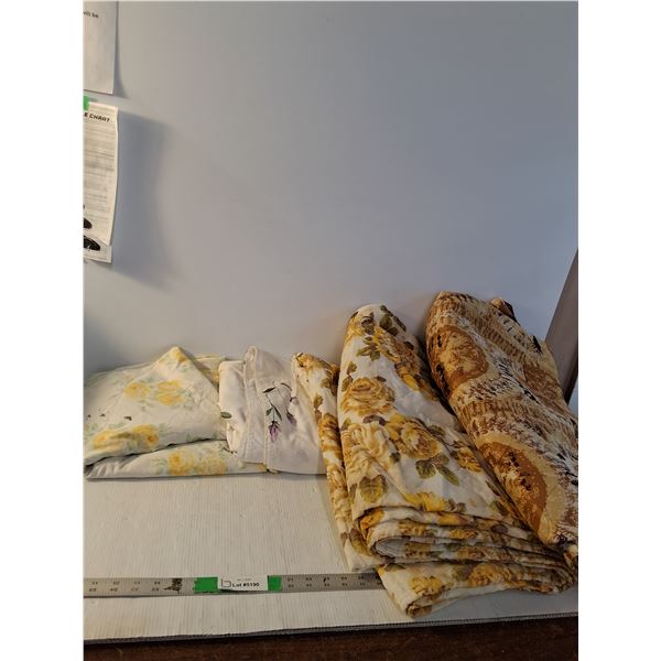 (2) Flat Sheets Single/ Twin Size Stained, (2) Blankets/Quilts Single/Twin Size