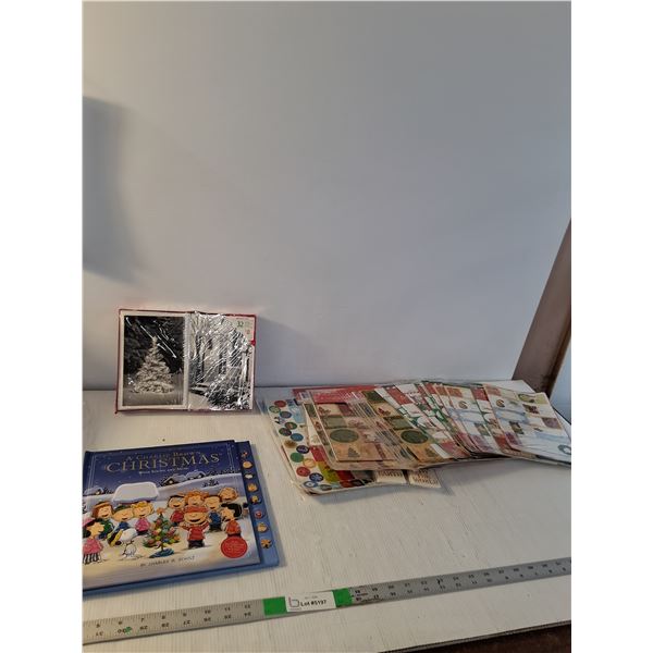 32 Holiday Greeting Cards, Various Present Stickers,  Charlie Brown Christmas Book