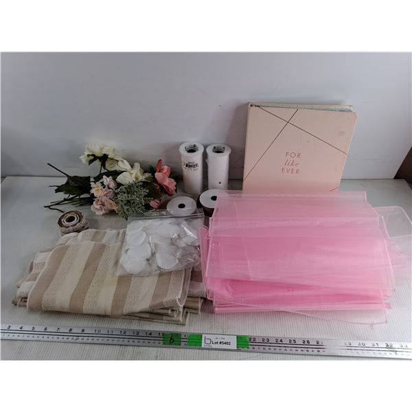 For Like Ever Guest Book/Album, Artificial Flowers, Ribbon Spools, Misc Fabrics