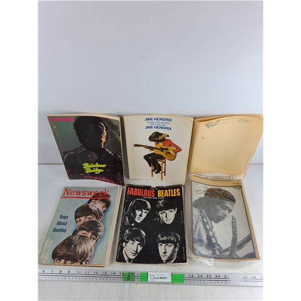 Jimi Hendrix Song Books , Fabulous Beatles Souvenir Song Album, Newsweek Beatles Magazine, Poster