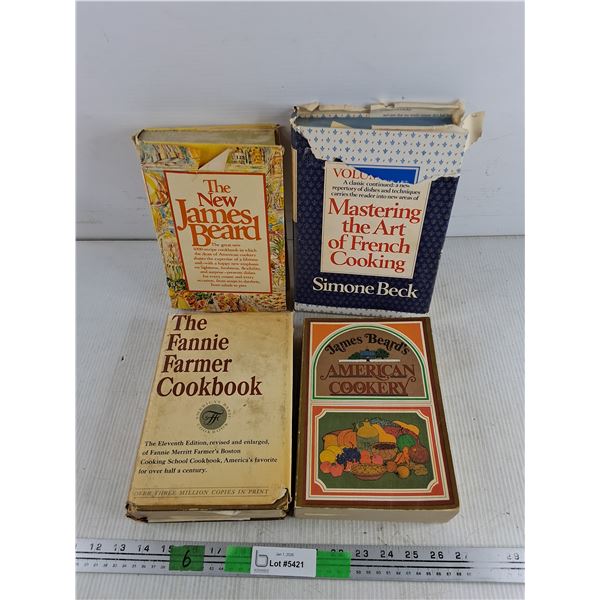 (4) Cookbooks - The New James Beard, The Fannie Farmer, Simone Beck