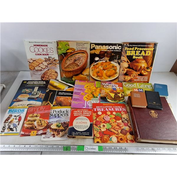 (18) Books - Encyclopedia Britannica, Cookbooks, Birds of North America, Dictionary