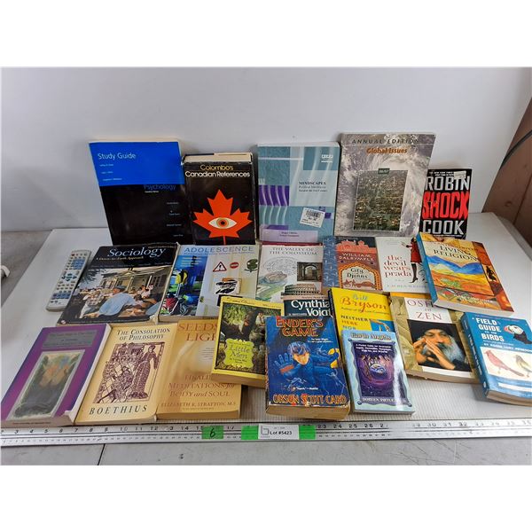 (21) Books - Sociology, Field Guide to the Birds, Adolescence, TV Remote - As Is