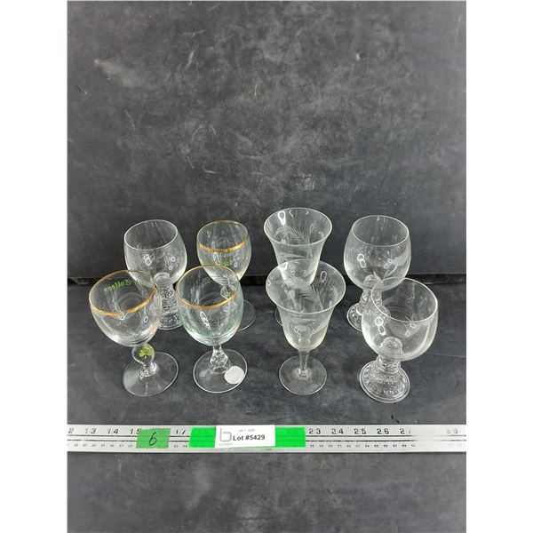 (3) Irish Coffee Goblets w/Gold Color Trim, Glass Goblets