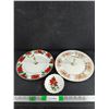 Image 1 : (2) Floral Ceramic Handled Serving Plates 10 1/2", Small Ceramic Matching Plate 5"