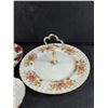 Image 3 : (2) Floral Ceramic Handled Serving Plates 10 1/2", Small Ceramic Matching Plate 5"