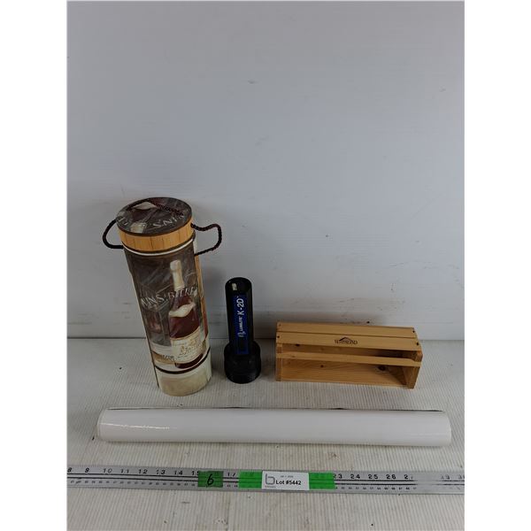 Lumilite K-2D Flashlight - As Is, Honeyblend Wooden Crate 9" x 2 1/2" x 3", Vins, Biere Bottle Case
