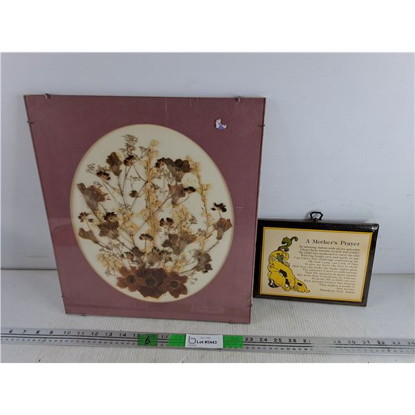A Mother's Prayer Plaque 8 1/2" x 7", Framed Dried Flowers Wall Art 16" x 14"