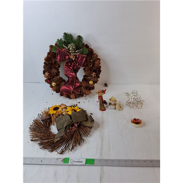Christmas Lot- Ornaments & (2) Wreaths