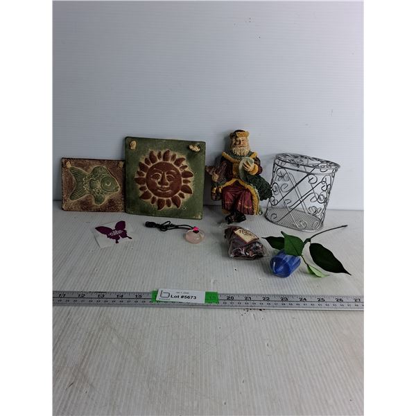 Ceramic Wall Decor Up To 6"x6.5", Cedar Creek Collection Stocking Hanger, Flower Scented Candle, Mis