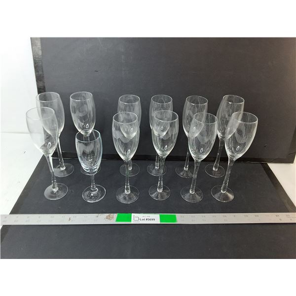 (12) Wine Glasses Up to 9.25" - PICK UP