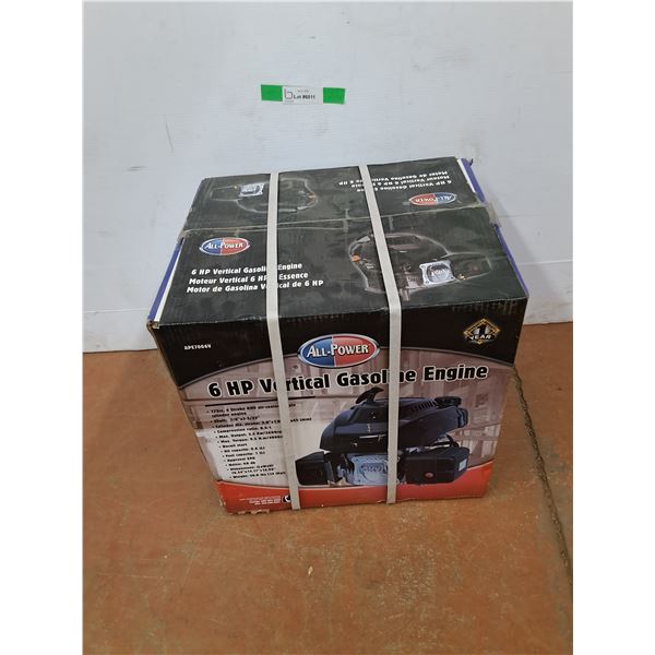 *All-Power 6HP Vertical Gasoline Engine, Sealed, NIB - PICK UP ONLY
