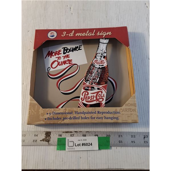 3 Dimensional Pepsi Cola " More Ounce To The Bounce" 8.5" x 8.5" Wall Sign, NIB