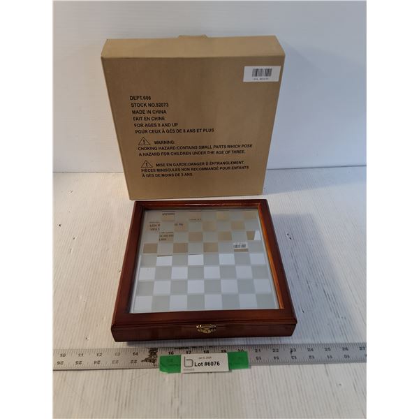 Mirror Like Chess/ Checkers Game Board w/ Pieces, 10" x 10", Appears New