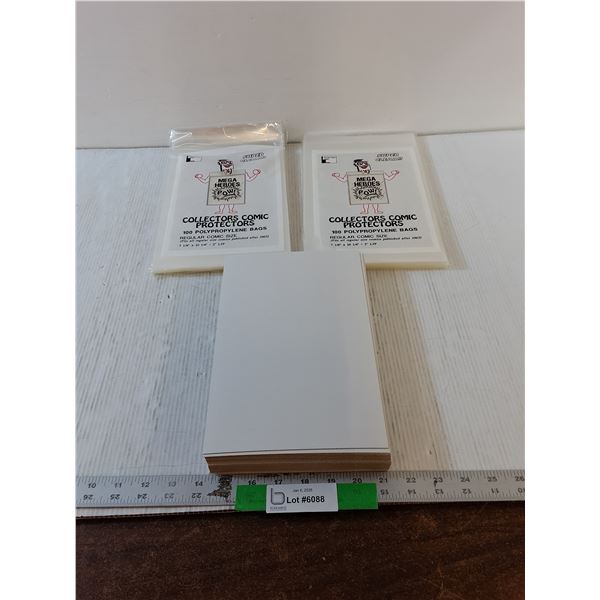 (200) Plastic Comic Sleeves, Sealed in Package w/ Cardboard Backs