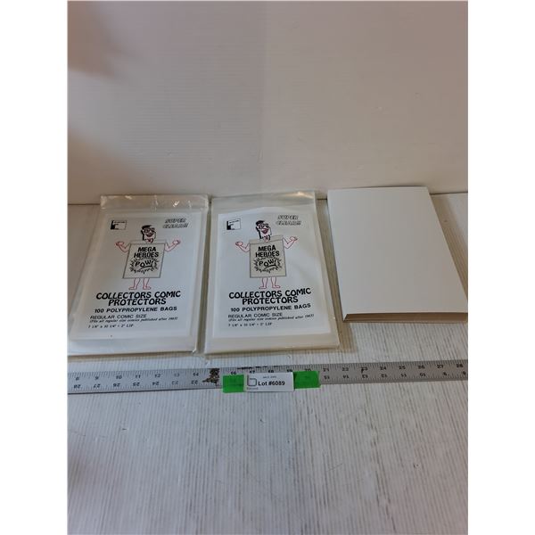 (200) Plastic Comic Sleeves, Sealed in Package w/ Cardboard Backs