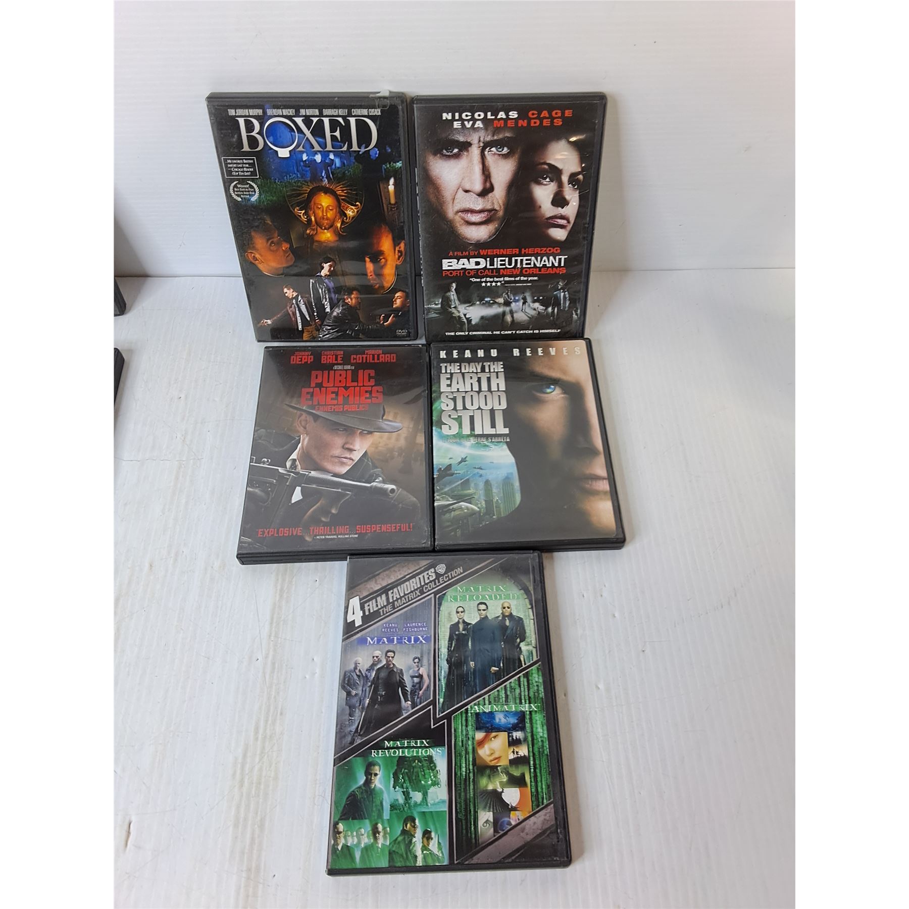 (10) DVDs- The Matrix Collection, Public Enemies, Valkyrie, Misc ...