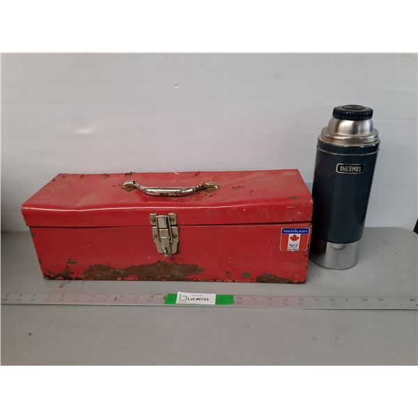 Mastercraft Metal Toolbox 19", Contents & Thermos - PICK UP ONLY