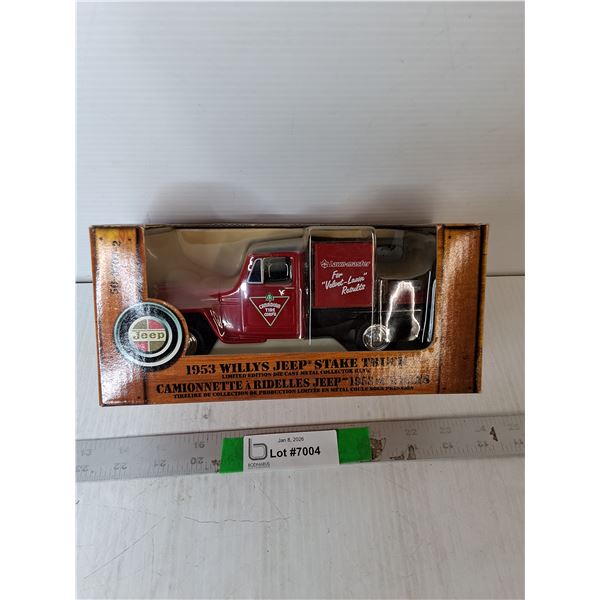 1953 Model Willys Jeep Stake Truck Coinbank, NIB