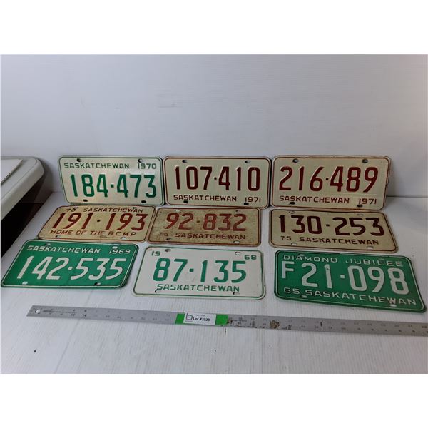 (9) Saskatchewan License Plates: 1965-75
