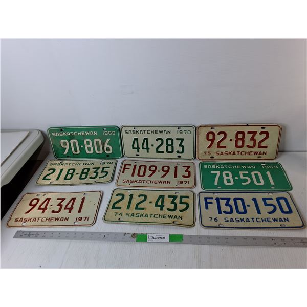 (9) Saskatchewan License Plates- 1969-76