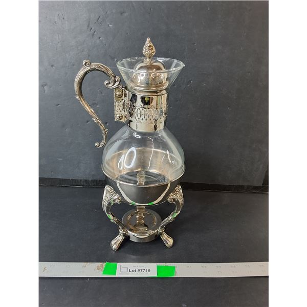 Brass Plated Carafe with Warming Stand 14.5"