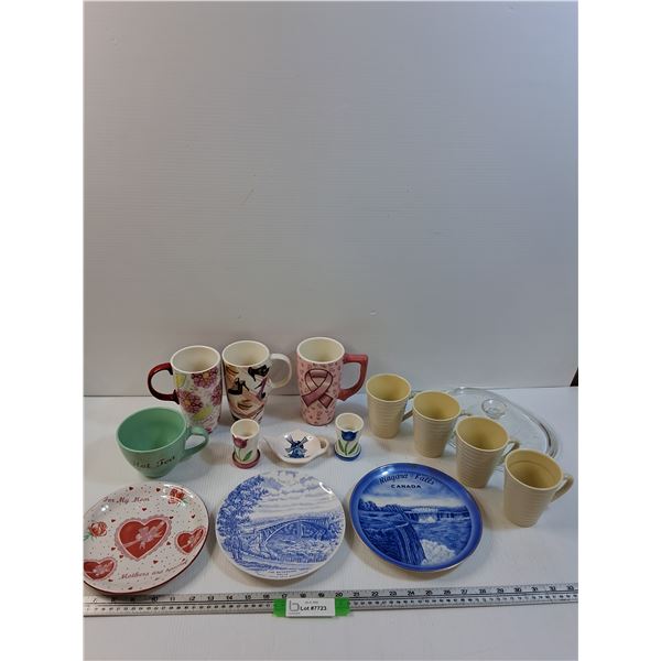 Lot: Various Coffe Mugs & Collector Plates & Mini Vases