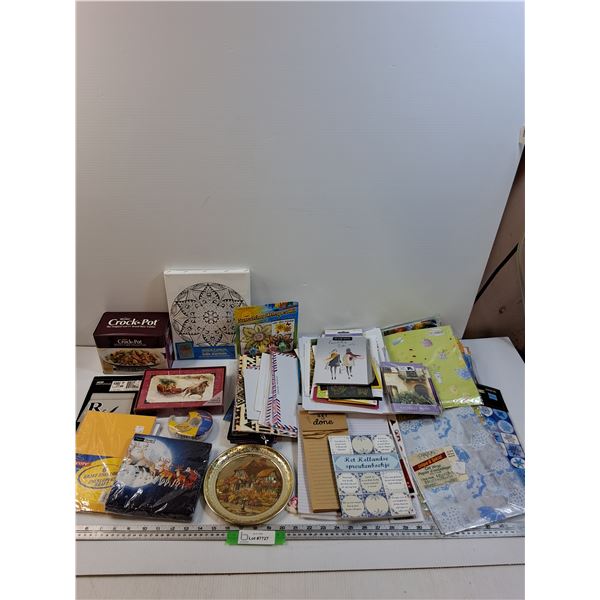 Lot: Stationary, Crockpot Recipes, Crafting Supplies, Misc