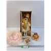 Image 1 : Porcelain Doll w/Stand & Accessories - 16" Tall