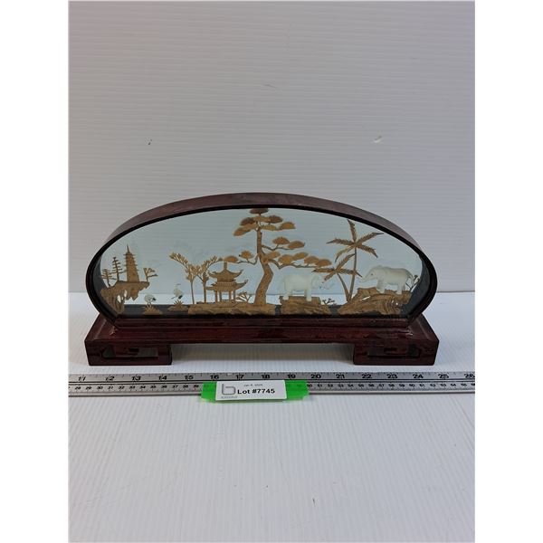 Wood Art Shadow Box - Asian Themed - 14" x 7"