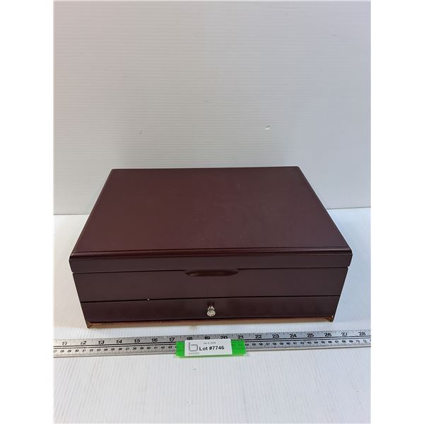 Wooden Cutlery Storage Box - 15" x 11" x 5"