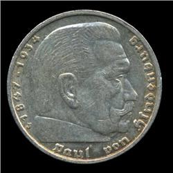 1936J Nazi Germany 5 Mark Silver Coin AU+ (COI-5662)
