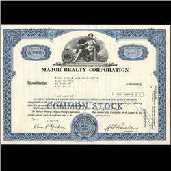 1970s Major Realty Stock Certificate Scarce (COI-3429)