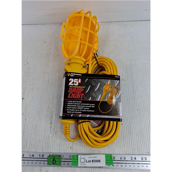Perfomance Tool 25' Incandescent Drop Light - New