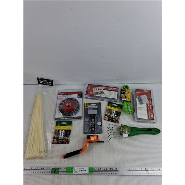 Cable Ties, Wheel Brush, Hose Clamps, Indoor Extension Cord, Wire Broom, Folding Scraper