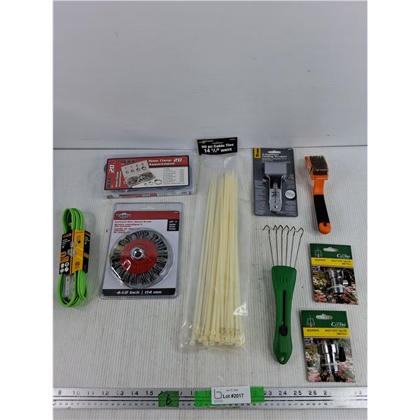 Cable Ties, Wire Broom, Wire Wheel Brush, Indoor Extension Cord, Shut Off Valve, Folding Scraper