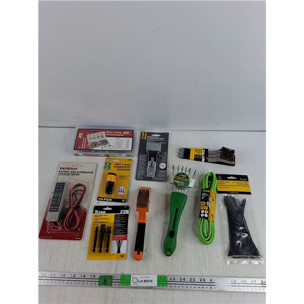 Hose Clamp, Battery & Alternator Tester, AMT 3 Way Composite Coupler, Brush Set, Extension Cord