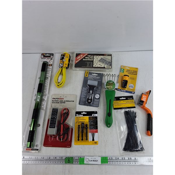 Socket Rail, Wing Nut Assortment, Indoor Extension Cord, Nylon Brush, Misc