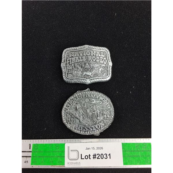 (2) Belt Buckles - National Finals Rodeo - Hesston