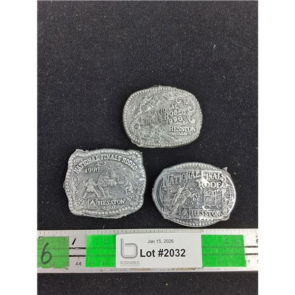 (3) National Finals Rodeo Belt Buckles - Hesston