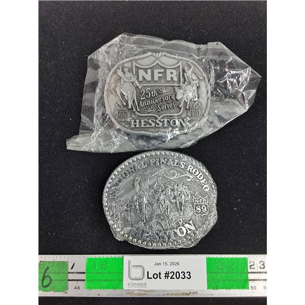 (2) National Finals Rodeo - Hesston Belt Buckles
