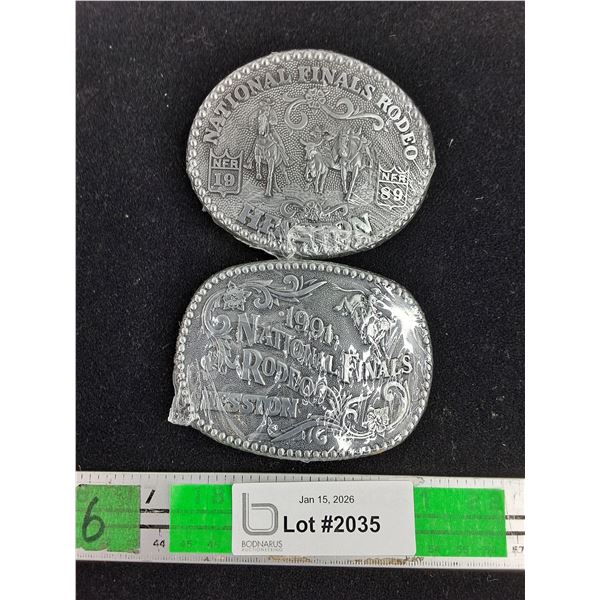 (2) National Finals Rodeo - Hesston Belt Buckles