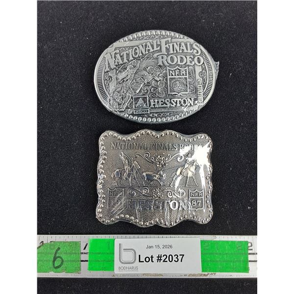 (2) National Finals Rodeo - Hesston Belt Buckles