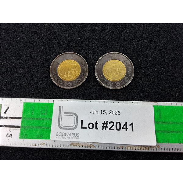 (2) Collectible Death of The Queen Canadian $2 (Toonie) Coins