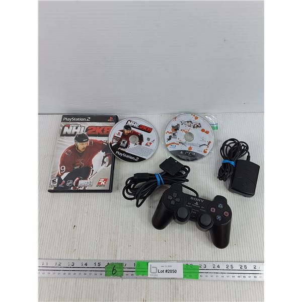 Sony DualShock 2 Joystick, PS 2 & PS 3 Games - NHL2K8, Nail'd, Motorola AC Power Supply Cord