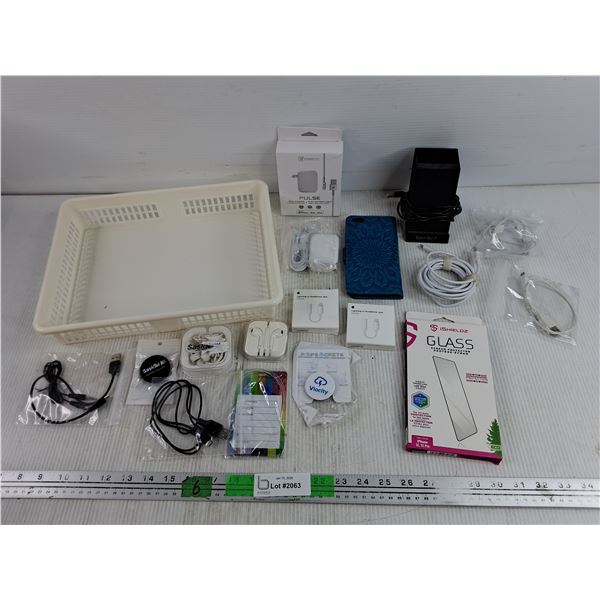 Apple Lightning to Headphone Adapter, Pulse Wall Charger w/Cable, Headphones, Phone Case, Misc