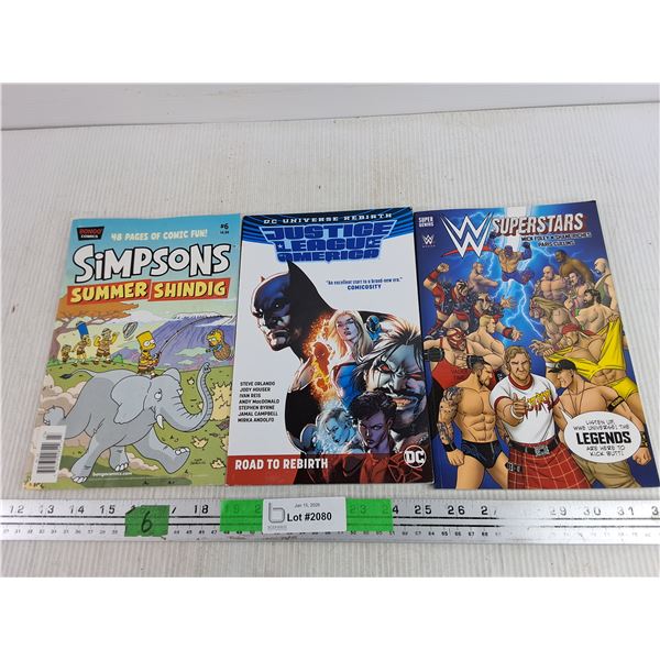 (3) Comics - Simpsons, Justice League of America, Superstars
