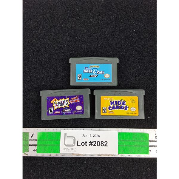 (3) Nintendo Game Cartridges - Dogs & Cats, Kid's Cards & Rugrats - CANNOT AUTHENTICATE