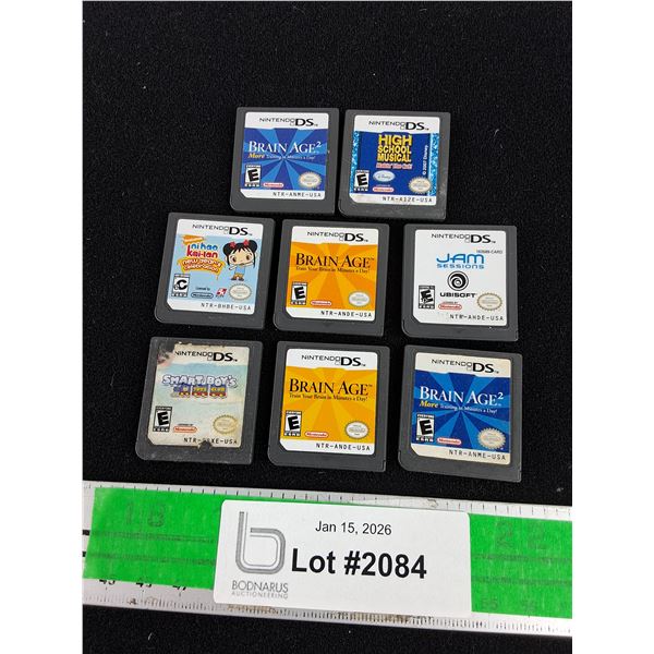(8) Nintendo DS Game Cartridges - Brain Age, Nihao Kailan, Jam Sessions - CANNOT AUTHENTICATE